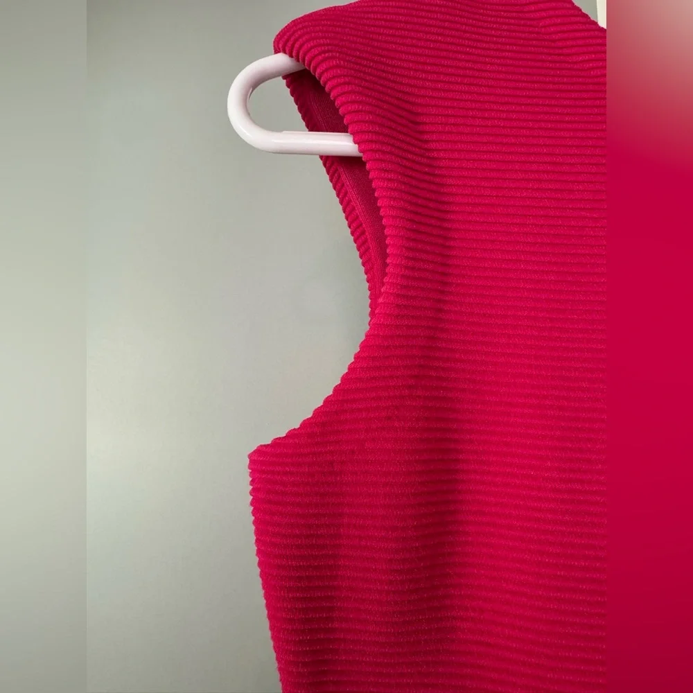 Aje Rushes Raffia Knit Midi Dress in Deep Fuschia Pink size small - Picture 9 of 13